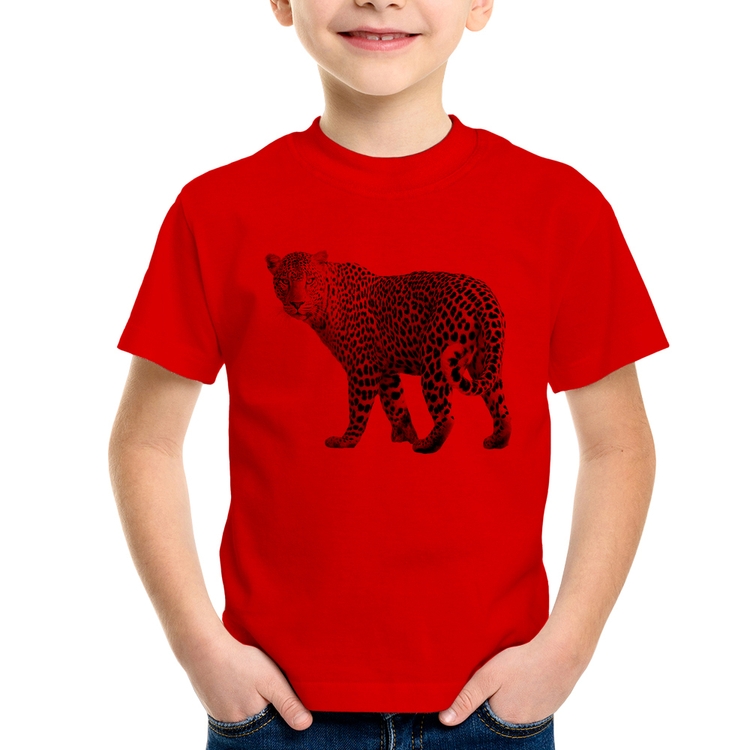 Camiseta Infantil Leopardo - Vermelha