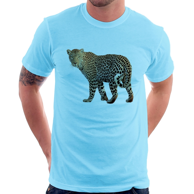 Camiseta Leopardo - Azul Bebê