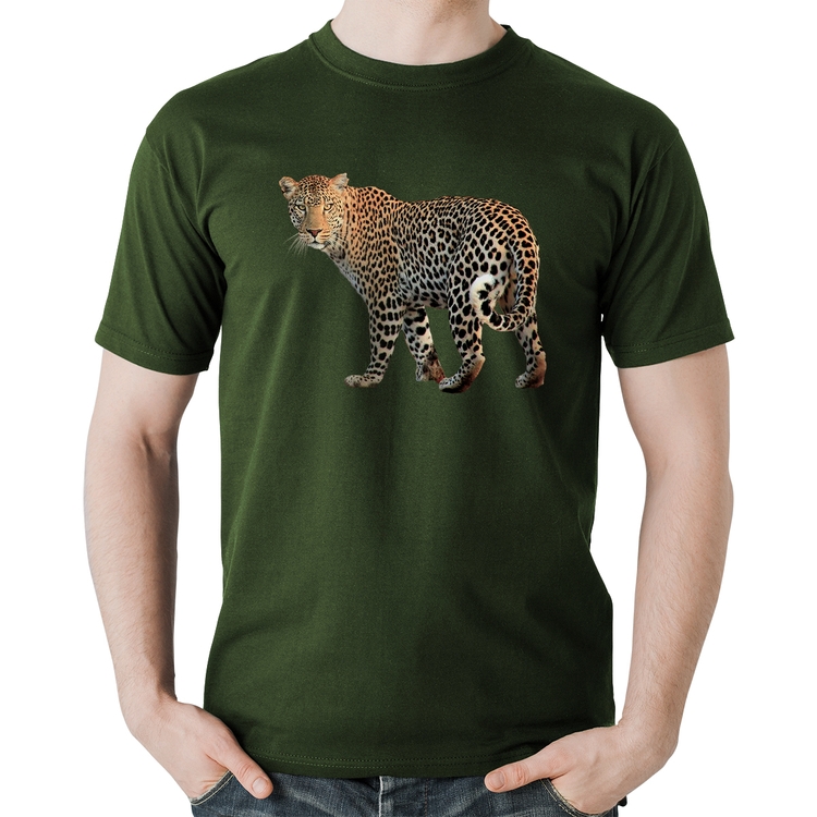 Camiseta Algodão Leopardo - Musgo