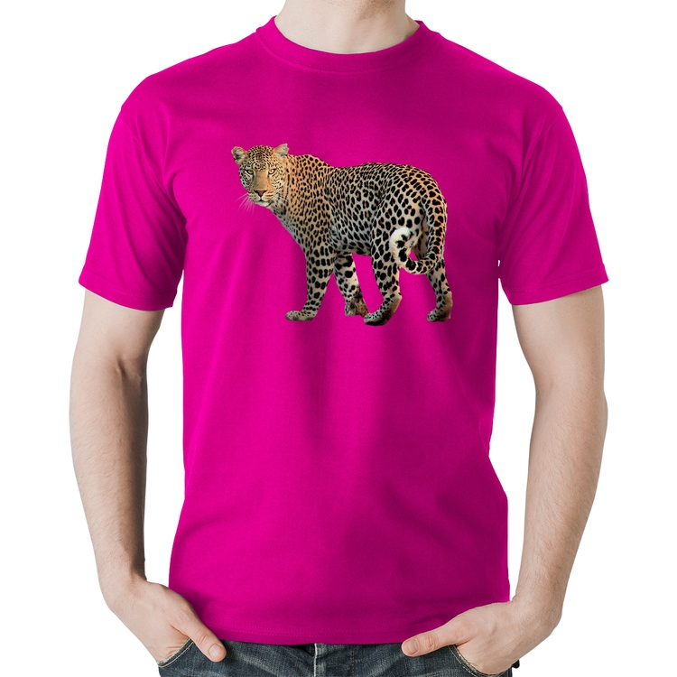 Camiseta Algodão Leopardo - Rosa