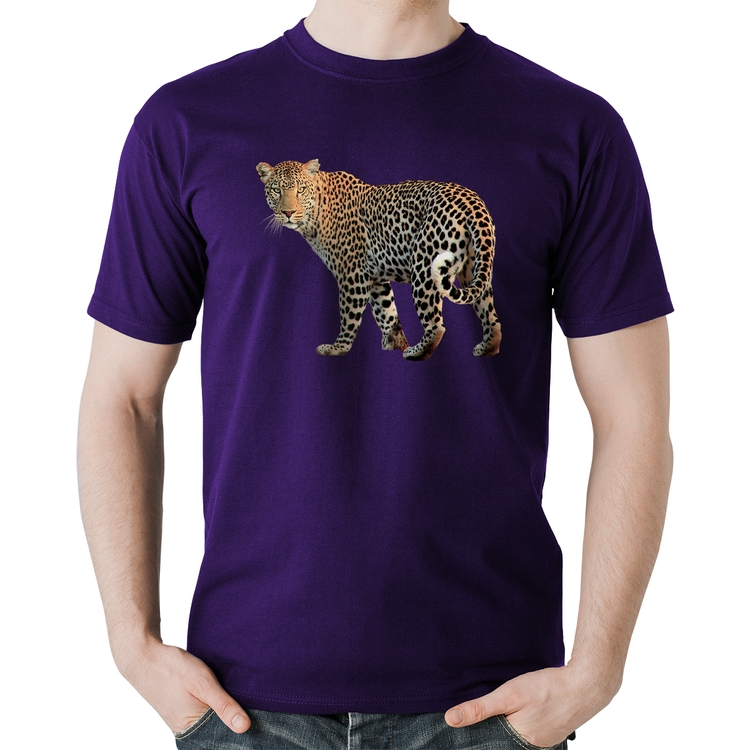 Camiseta Algodão Leopardo - Roxa