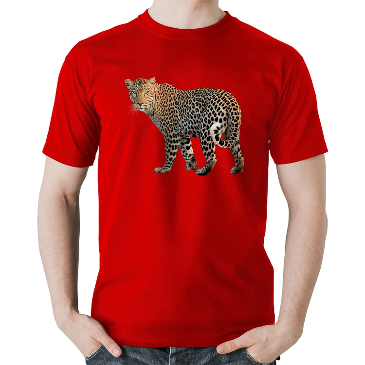 Camiseta Algodão Leopardo - Vermelha