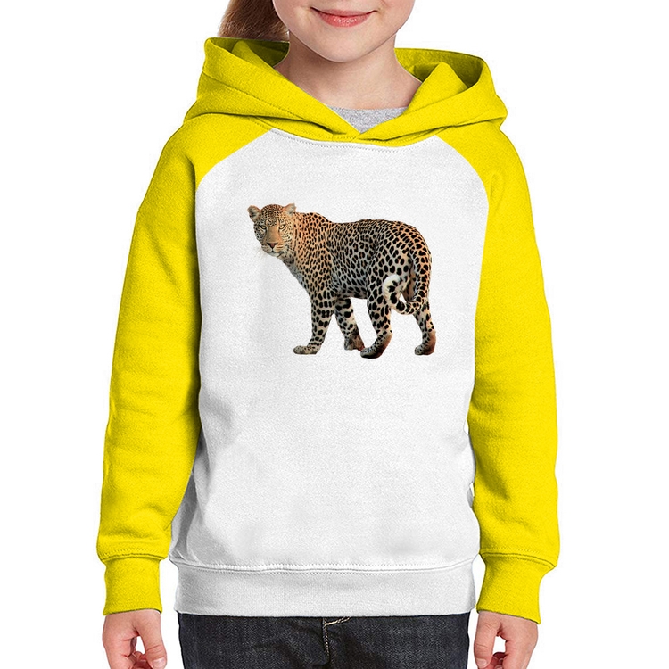 Moletom Infantil Leopardo - Branco/Amarelo