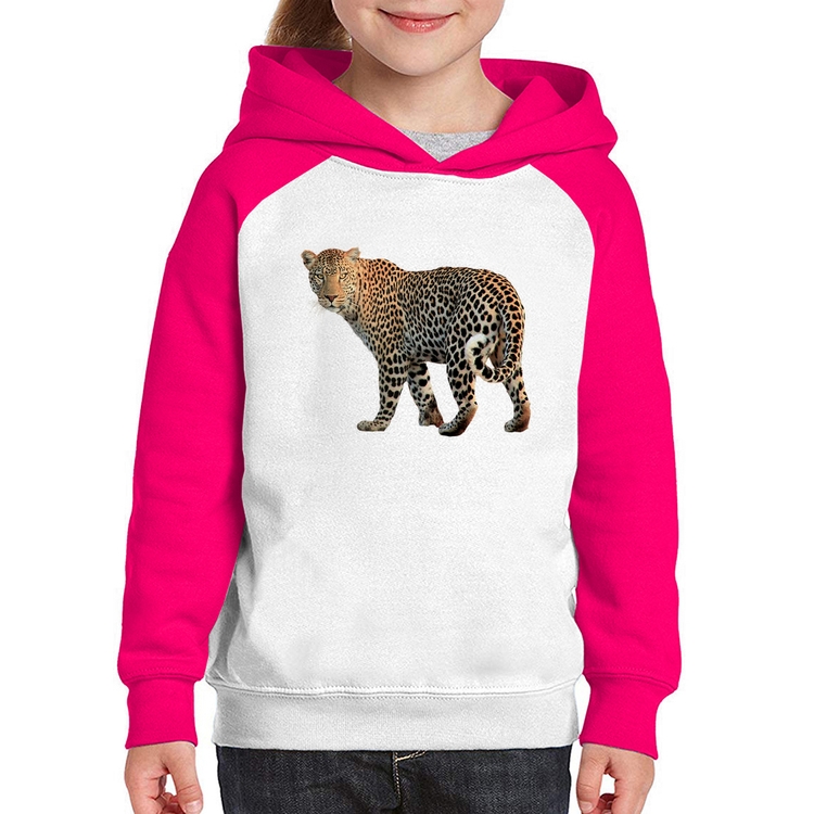 Moletom Infantil Leopardo - Branco/Rosa