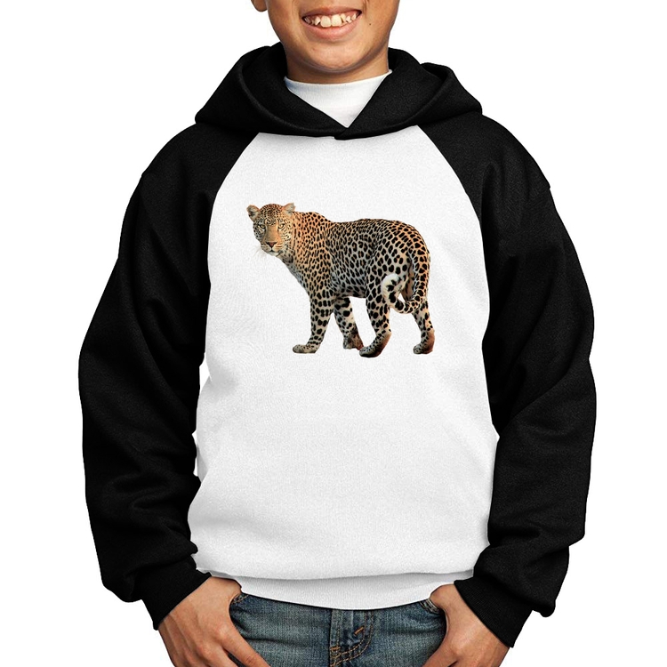 Moletom Infantil Leopardo - Branco/Preto