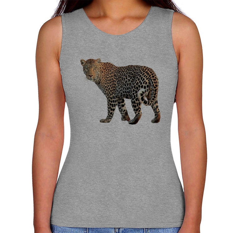 Regata Feminina Leopardo - Cinza