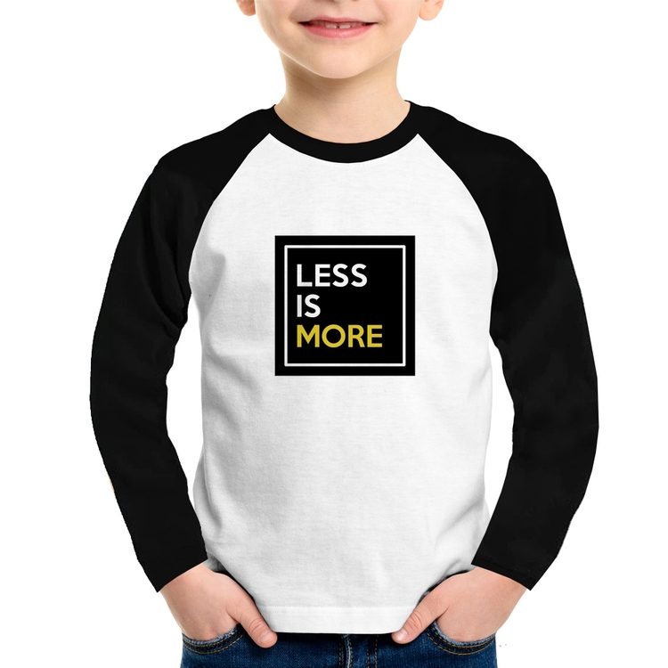 Camiseta Raglan Infantil Less is More Manga Longa