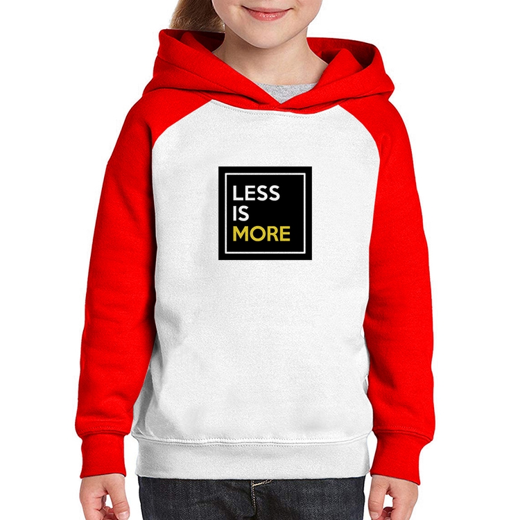 Moletom Infantil Less is More - Branco/Vermelho