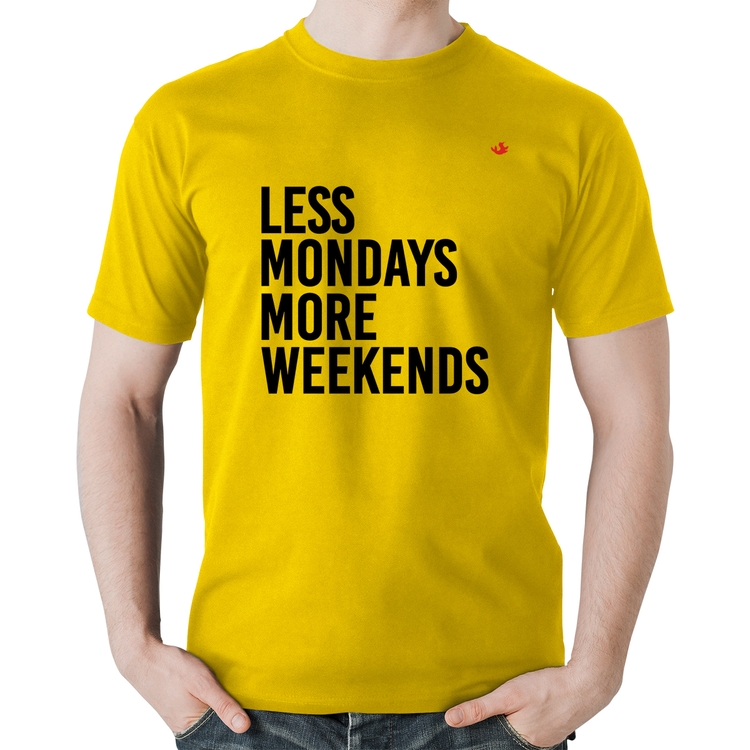 Camiseta Algodão Less Mondays More Weekends - Amarela