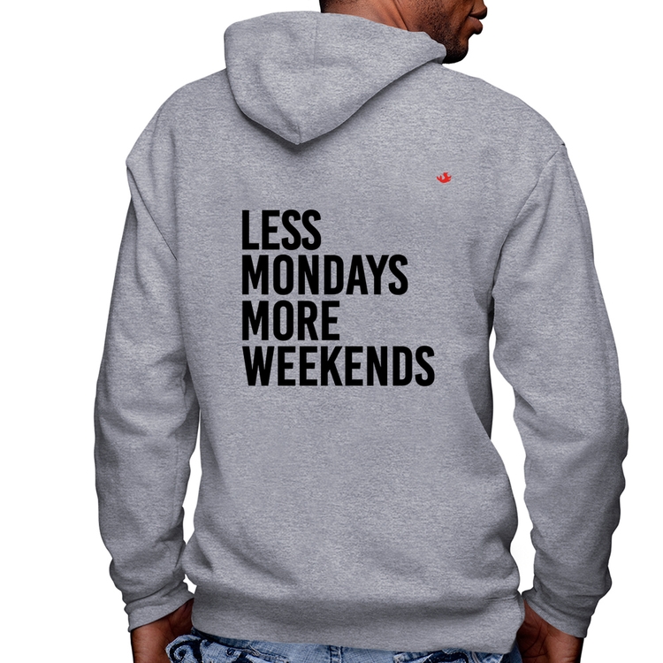 Blusa Moletom Less Mondays More Weekends Masculina com Capuz e Zíper - Mescla