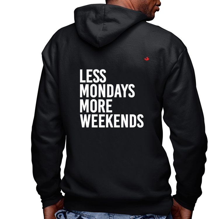 Blusa Moletom Less Mondays More Weekends Masculina com Capuz e Zíper