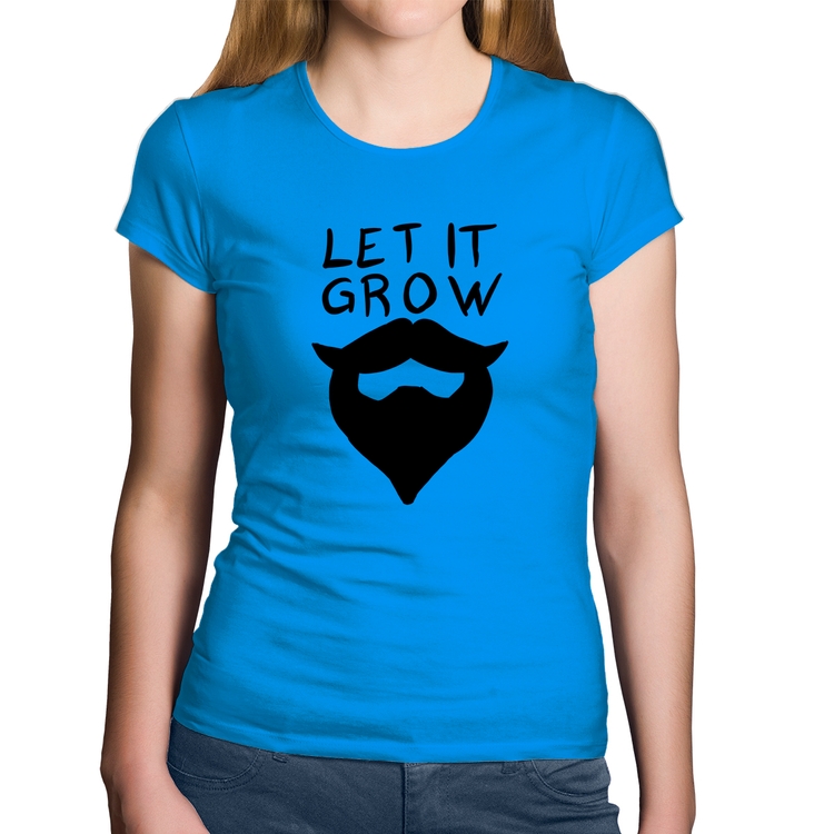 Baby Look Algodão Let it grow beard - Azul