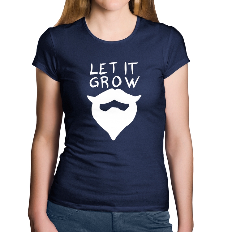 Baby Look Algodão Let it grow beard - Marinho