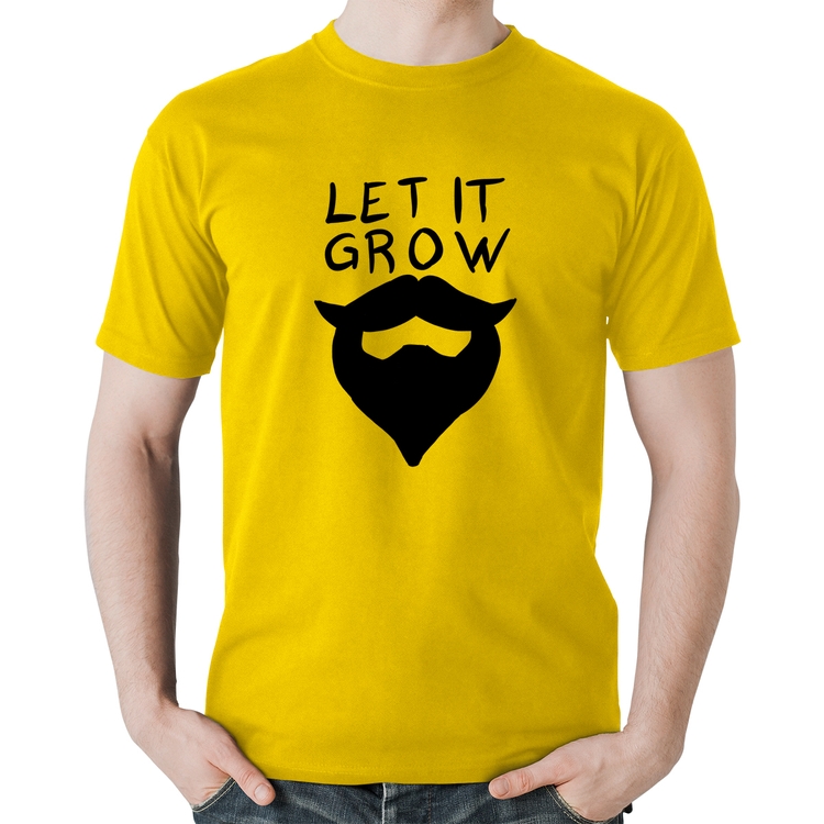 Camiseta Algodão Let it grow beard - Amarela