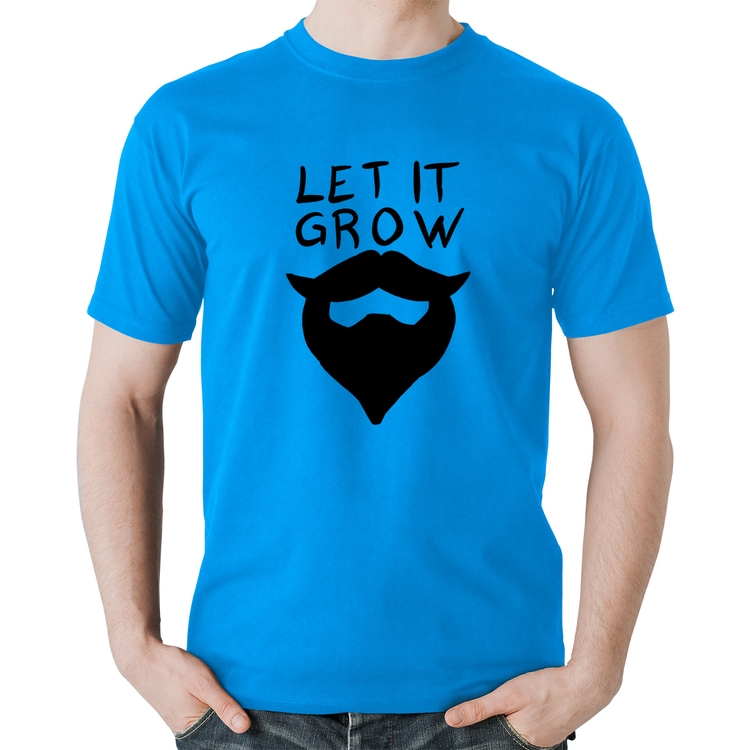 Camiseta Algodão Let it grow beard - Azul