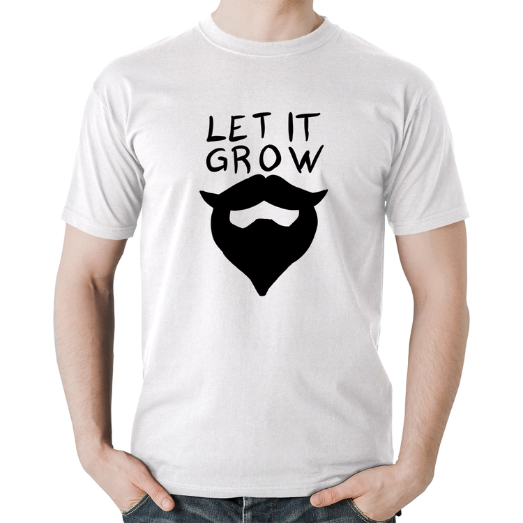 Camiseta Algodão Let it grow beard - Branca