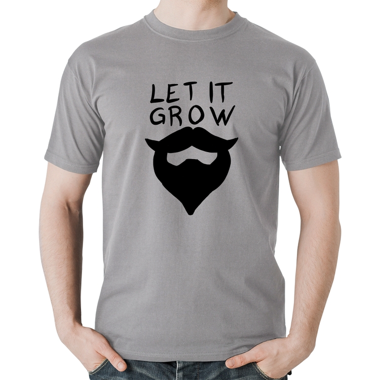 Camiseta Algodão Let it grow beard - Cinza