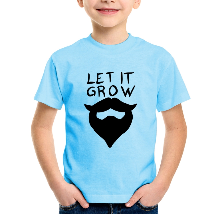 Camiseta Infantil Let it grow beard - Azul Bebê
