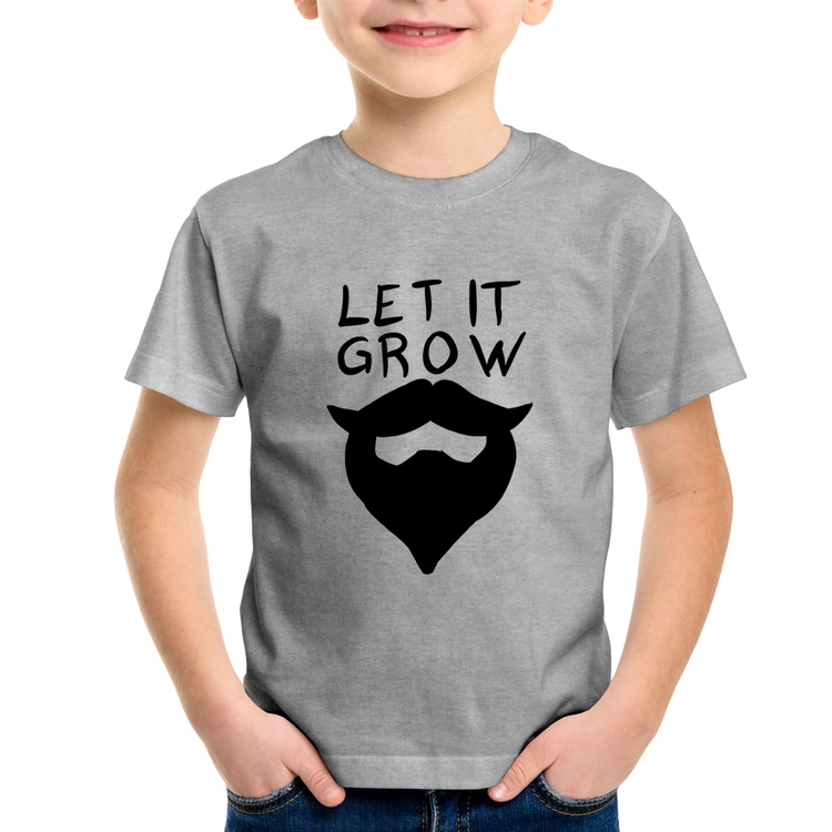 Camiseta Infantil Let it grow beard - Cinza