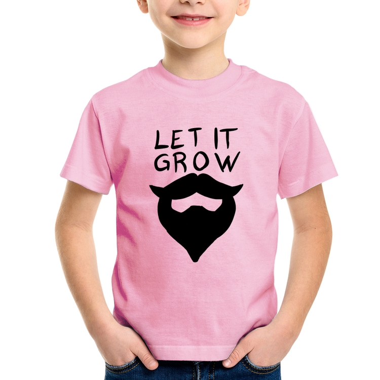 Camiseta Infantil Let it grow beard - Rosa Bebê