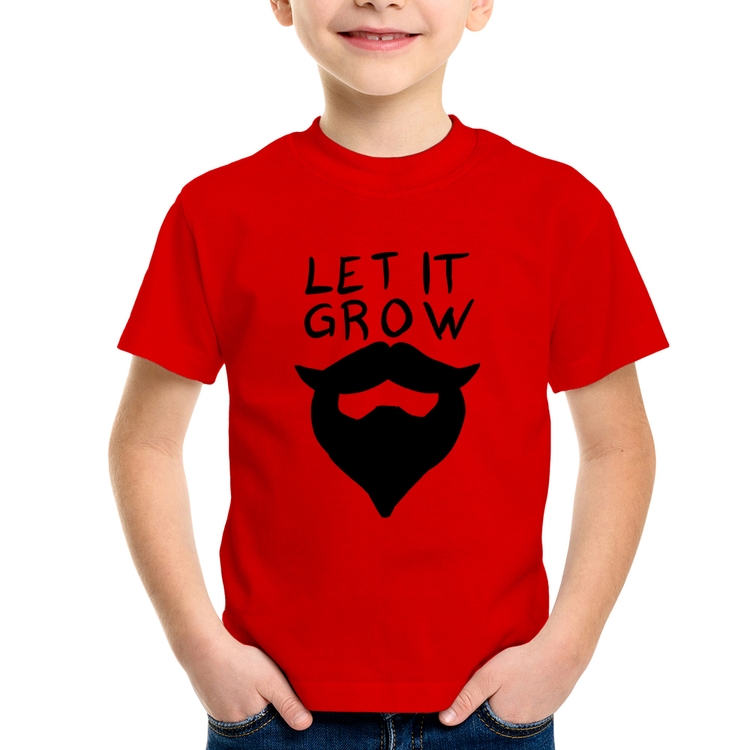 Camiseta Infantil Let it grow beard - Vermelha