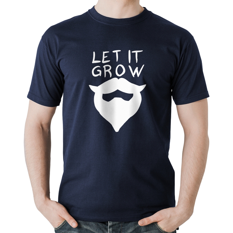 Camiseta Algodão Let it grow beard - Marinho