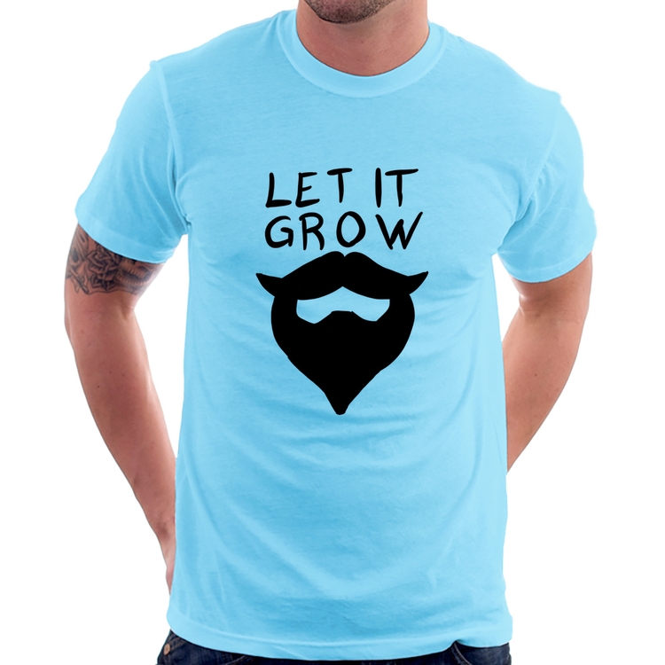Camiseta Let it grow beard - Azul Bebê
