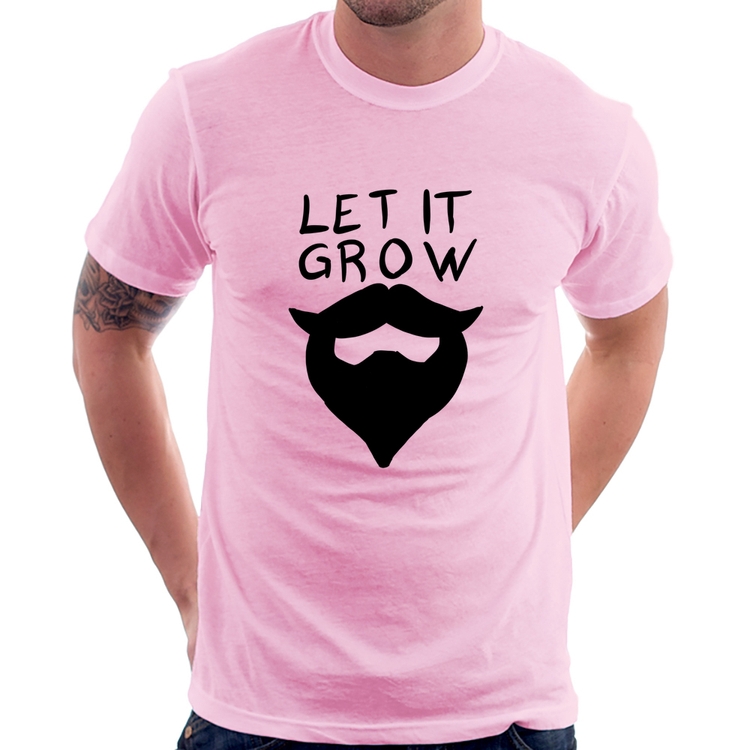 Camiseta Let it grow beard - Rosa Bebê