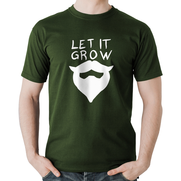 Camiseta Algodão Let it grow beard - Musgo