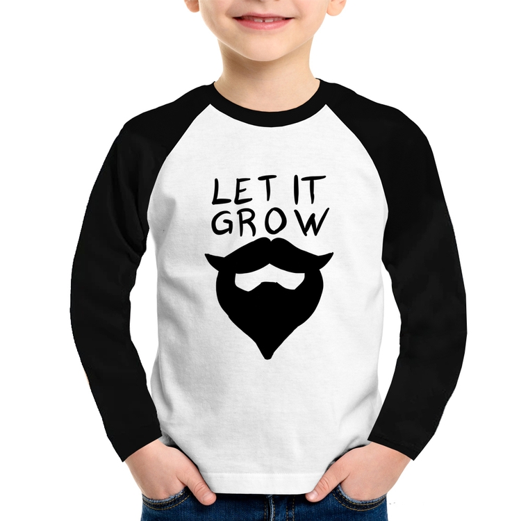Camiseta Raglan Infantil Let it grow beard Manga Longa
