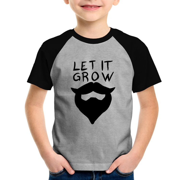 Camiseta Raglan Infantil Let it grow beard - Cinza/Preto