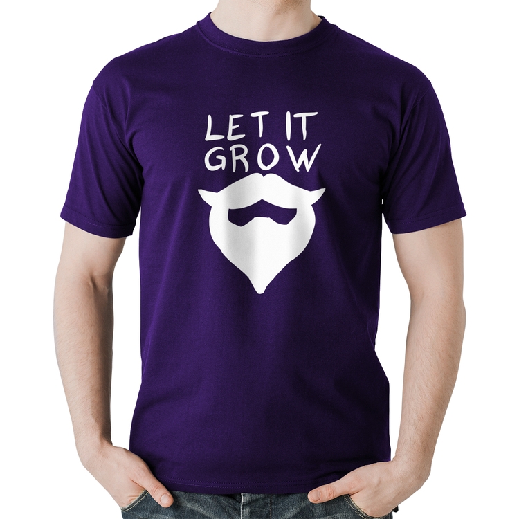 Camiseta Algodão Let it grow beard - Roxa