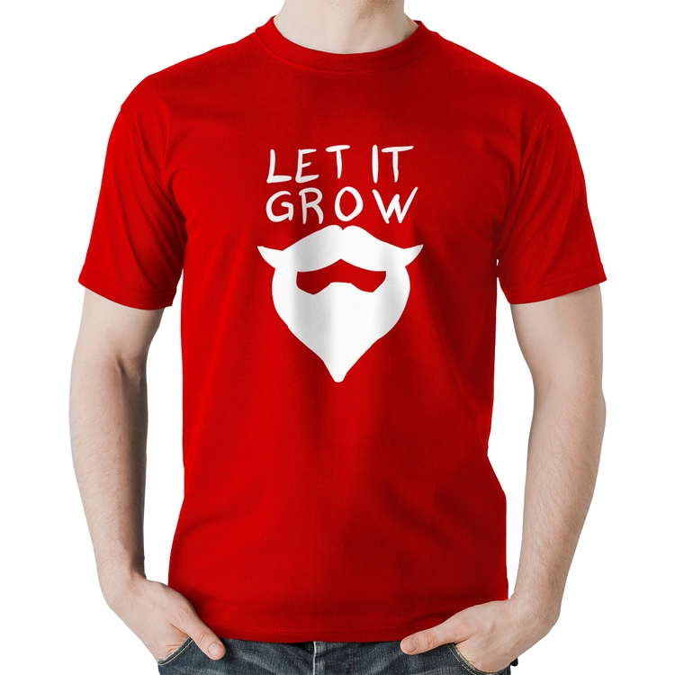 Camiseta Algodão Let it grow beard - Vermelha