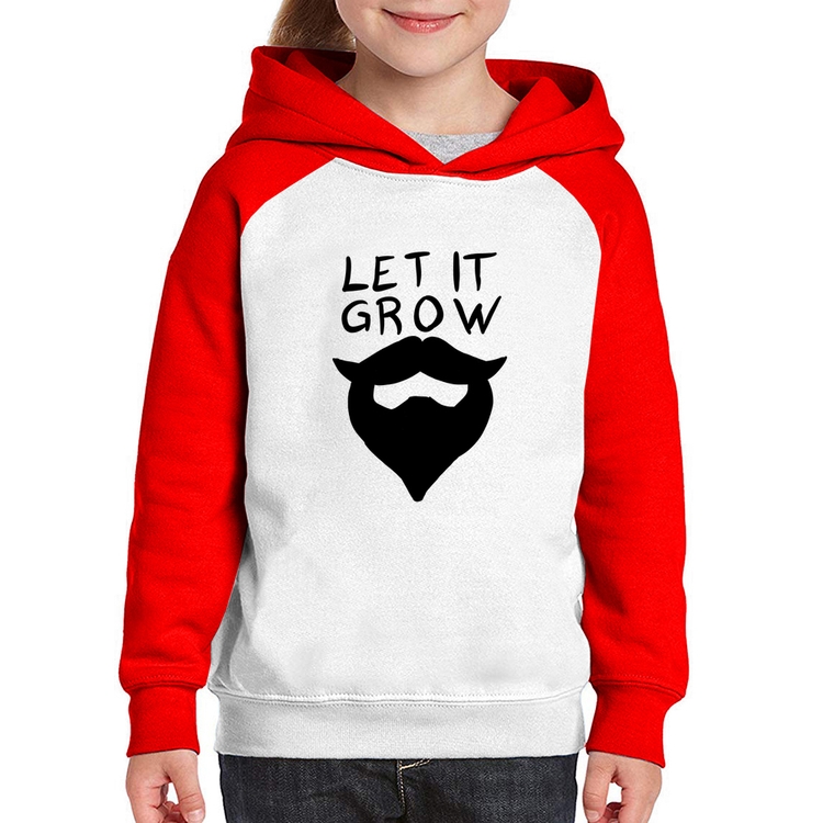 Moletom Infantil Let it grow beard - Branco/Vermelho