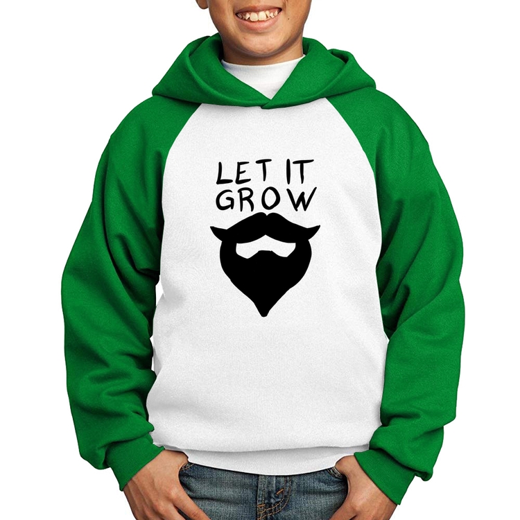 Moletom Infantil Let it grow beard - Branco/Verde