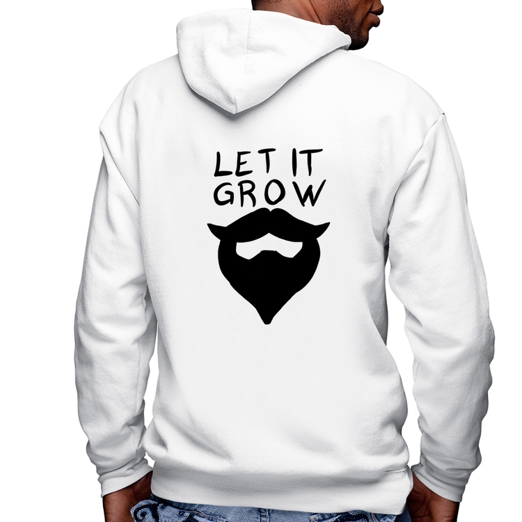 Blusa Moletom Let it grow beard Masculina com Capuz e Zíper - Branca