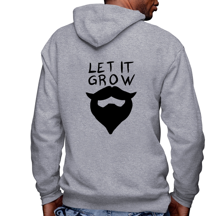 Blusa Moletom Let it grow beard Masculina com Capuz e Zíper - Mescla