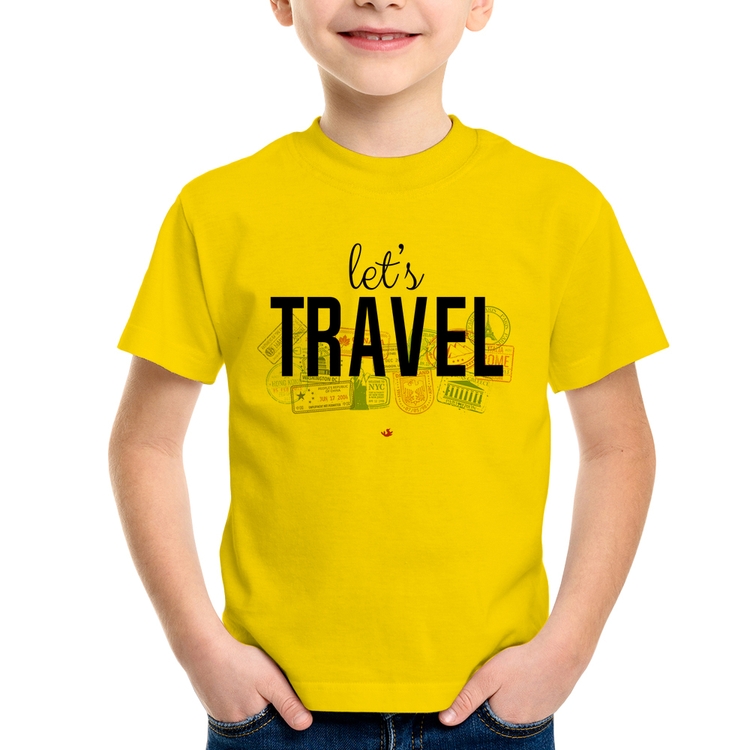 Camiseta Infantil Let's Travel - Amarela