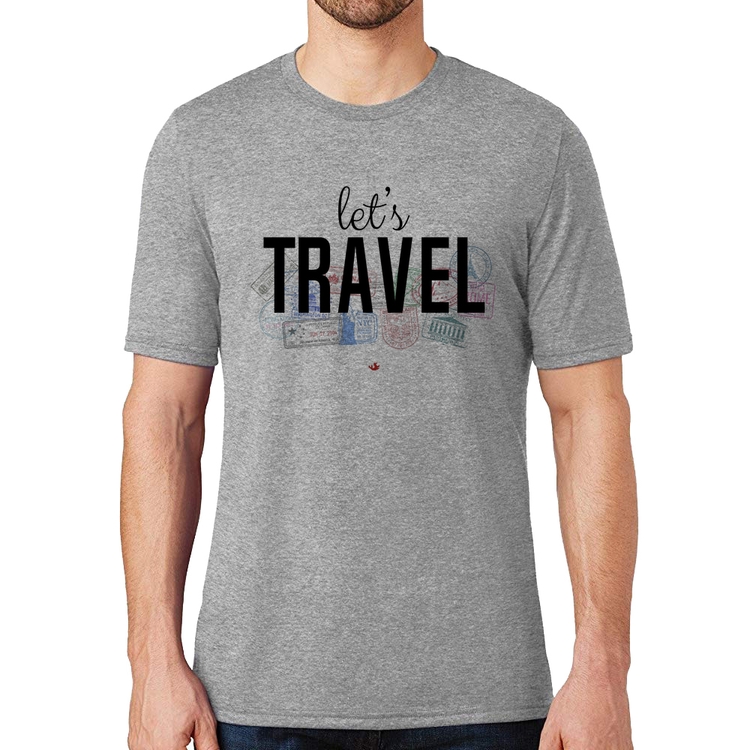 Camiseta Let's Travel - Cinza
