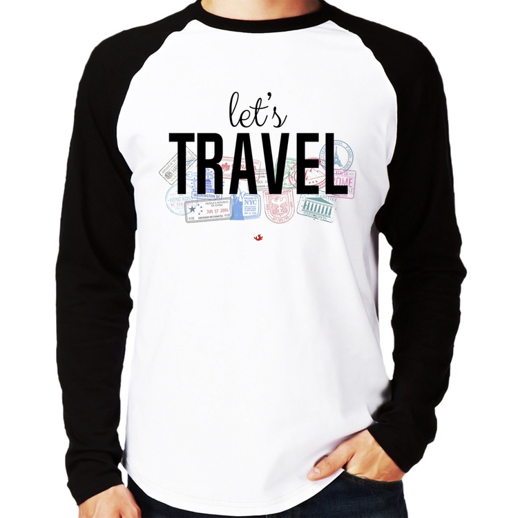 Camiseta Raglan Let's Travel Manga Longa
