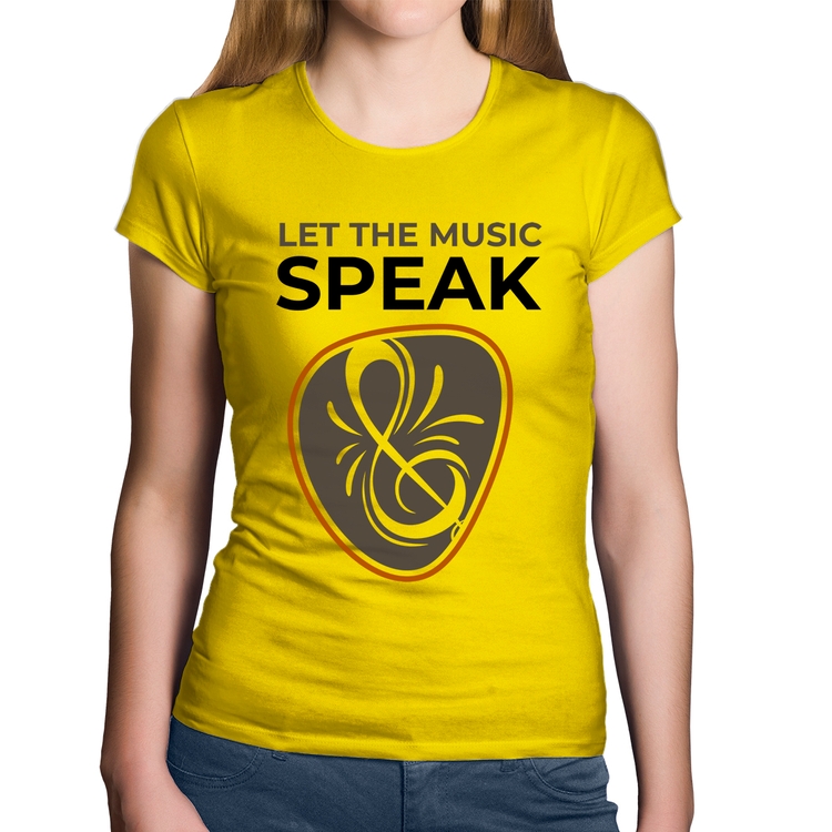 Baby Look Algodão Let the music speak - Amarela