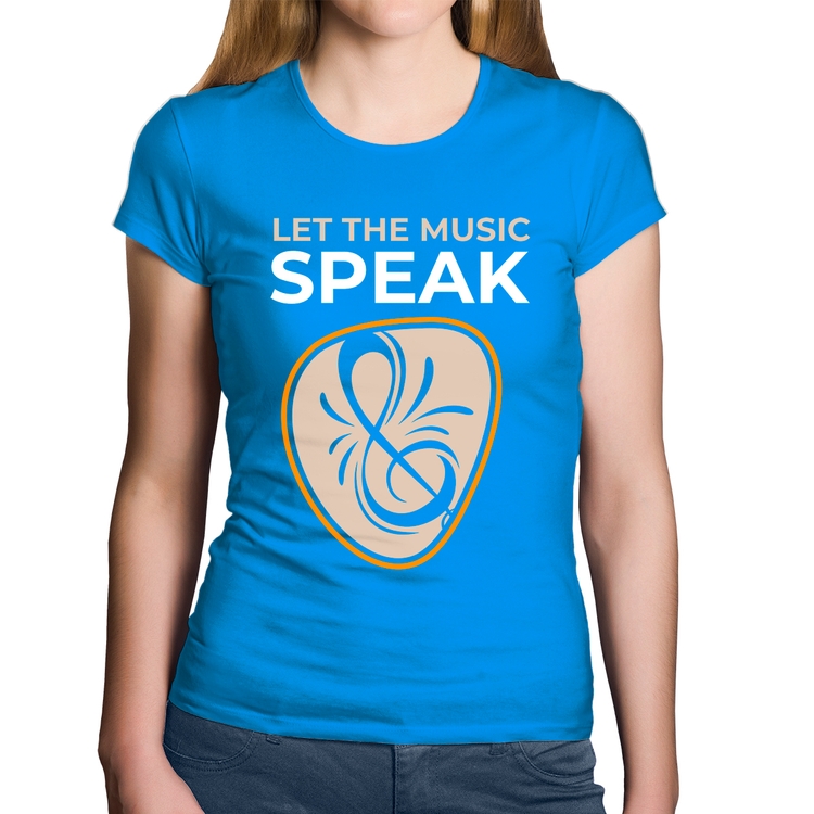 Baby Look Algodão Let the music speak - Azul