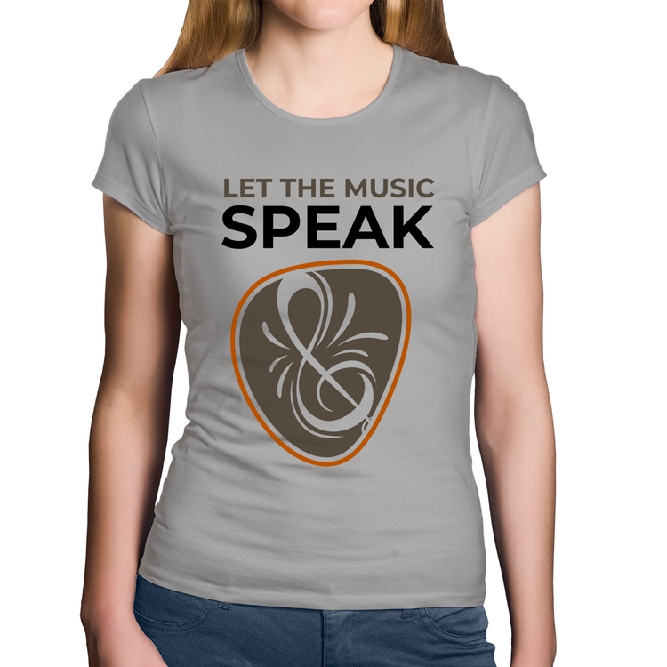 Baby Look Algodão Let the music speak - Cinza