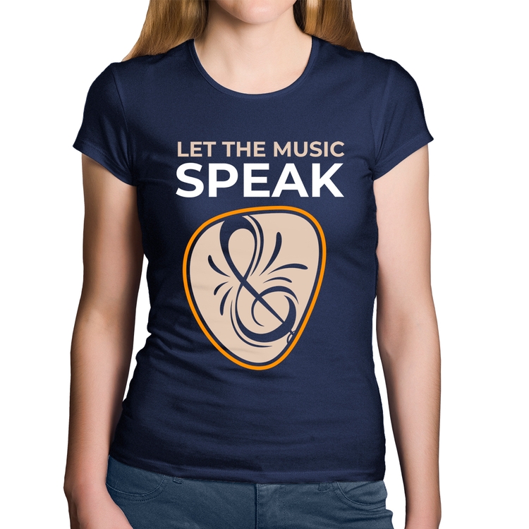 Baby Look Algodão Let the music speak - Marinho