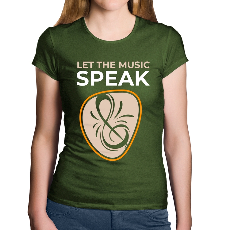 Baby Look Algodão Let the music speak - Musgo