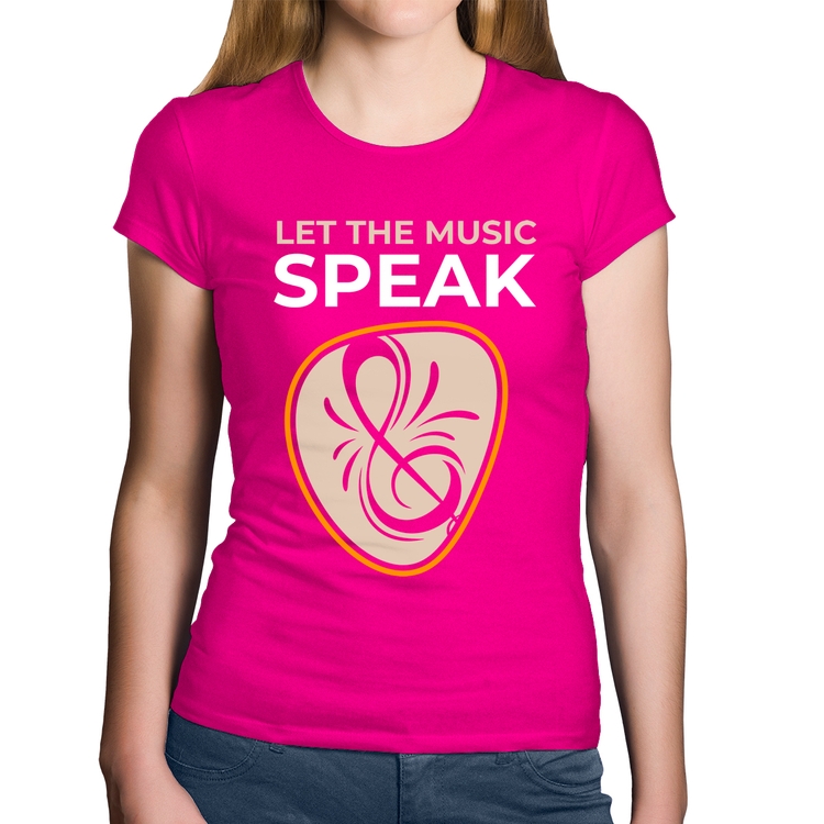 Baby Look Algodão Let the music speak - Rosa