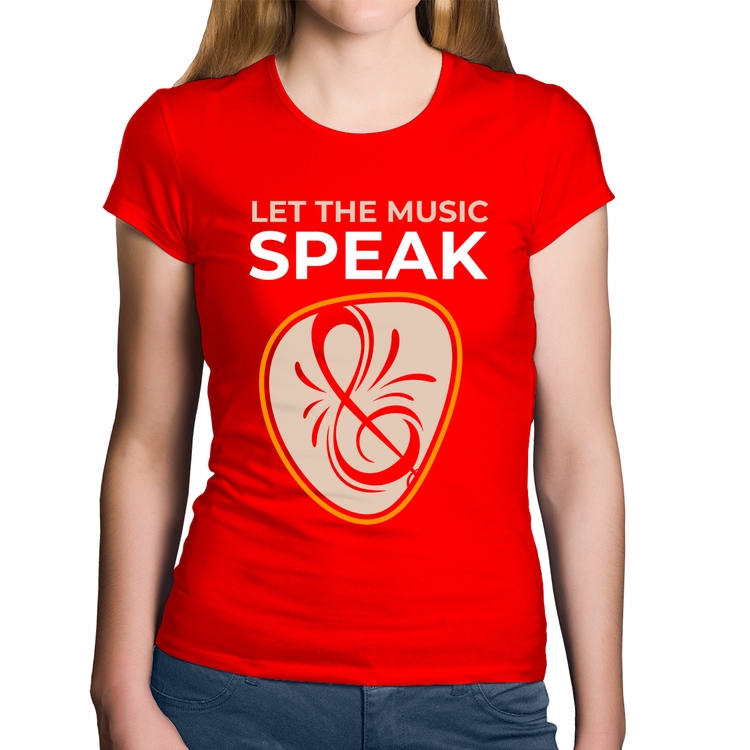 Baby Look Algodão Let the music speak - Vermelha