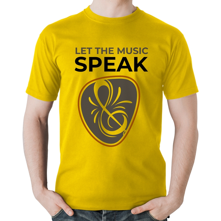 Camiseta Algodão Let the music speak - Amarela