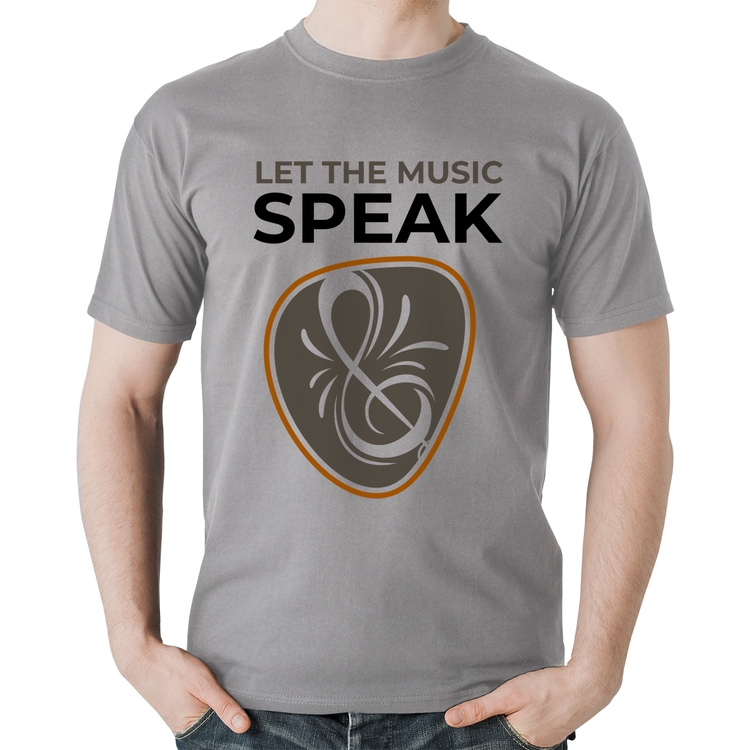 Camiseta Algodão Let the music speak - Cinza