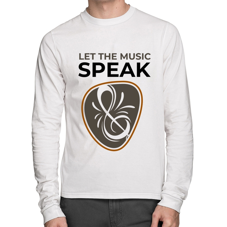 Camiseta Algodão Let the music speak Manga Longa - Branca